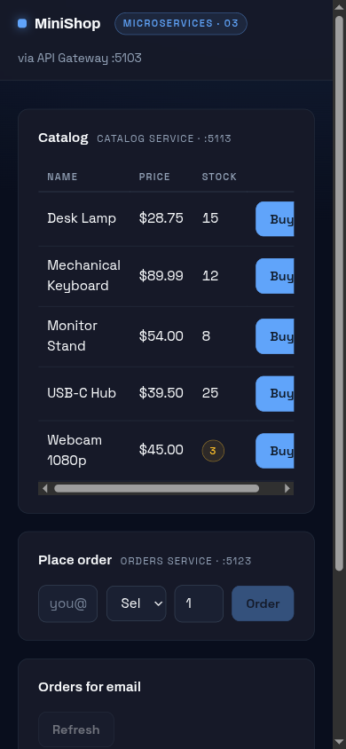 MiniShop mobile screenshot