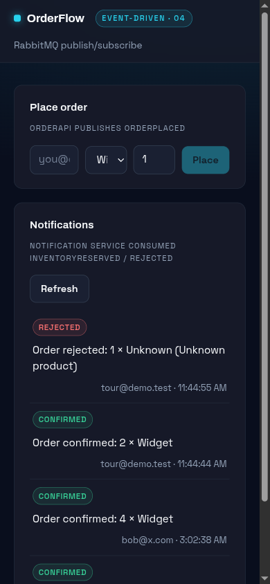 OrderFlow mobile screenshot